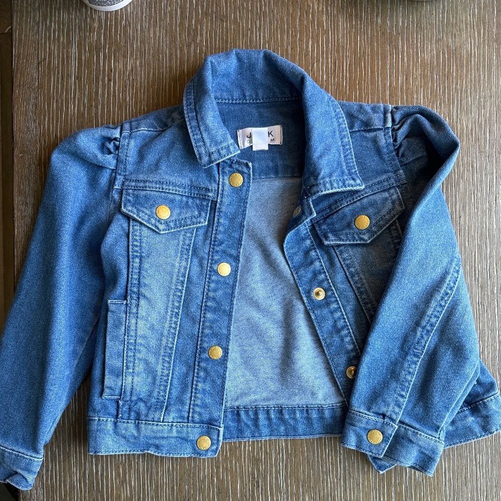 Janie and Jack girls puff sleeve denim jacket 2T